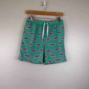 Chubbies Boys Large 14-16 Classic Swim Trunk The Glades Green Shark Swimwear